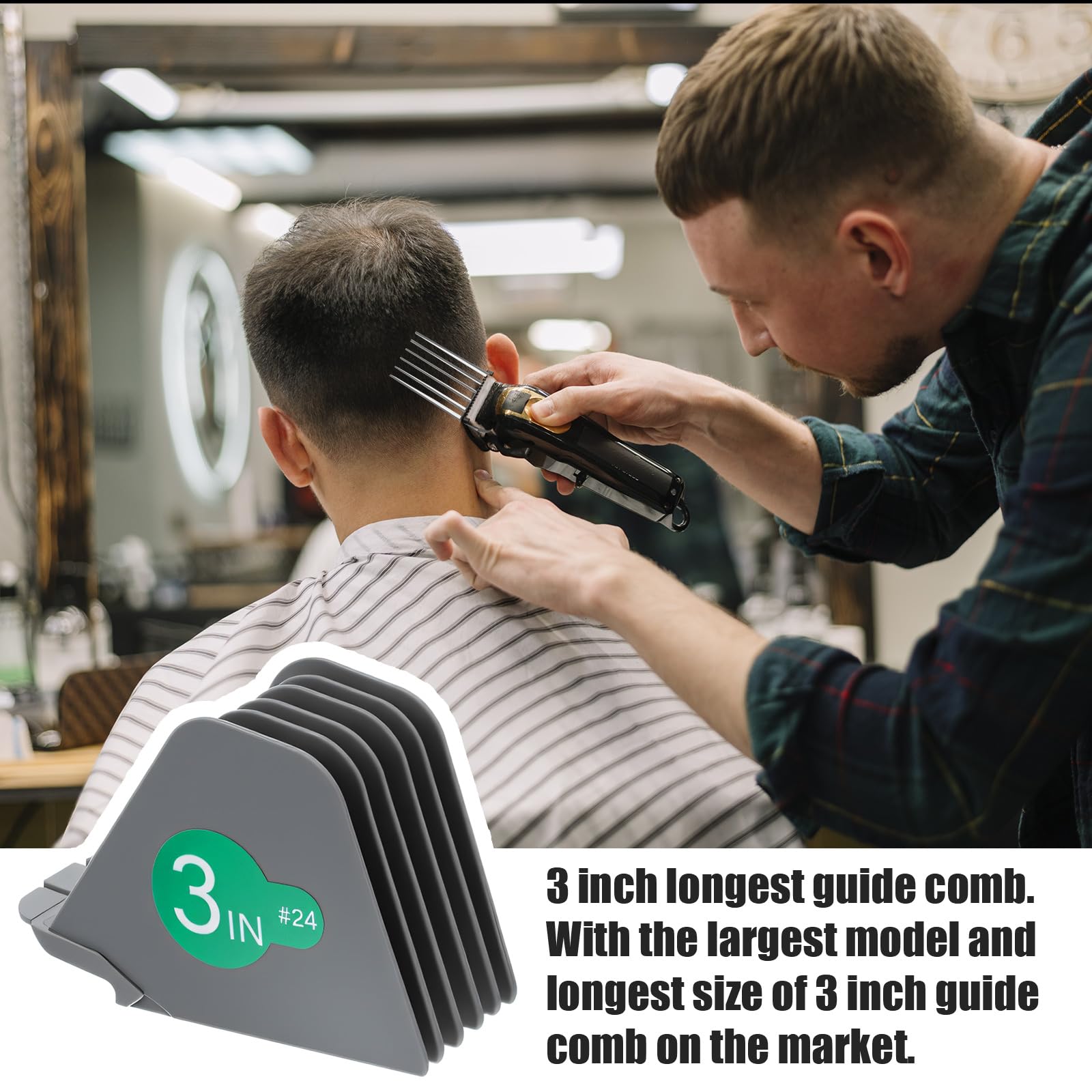 8 protectores de pelo de 3 pulgadas, guías de peines de corte de pelo grises, 1 y 1/4 pulgadas, 1 y 1/2 pulgadas, 2 pulgadas, # 16 n.º 12 n.º 10, compatible con la mayoría de cortadoras de pelo Wahl