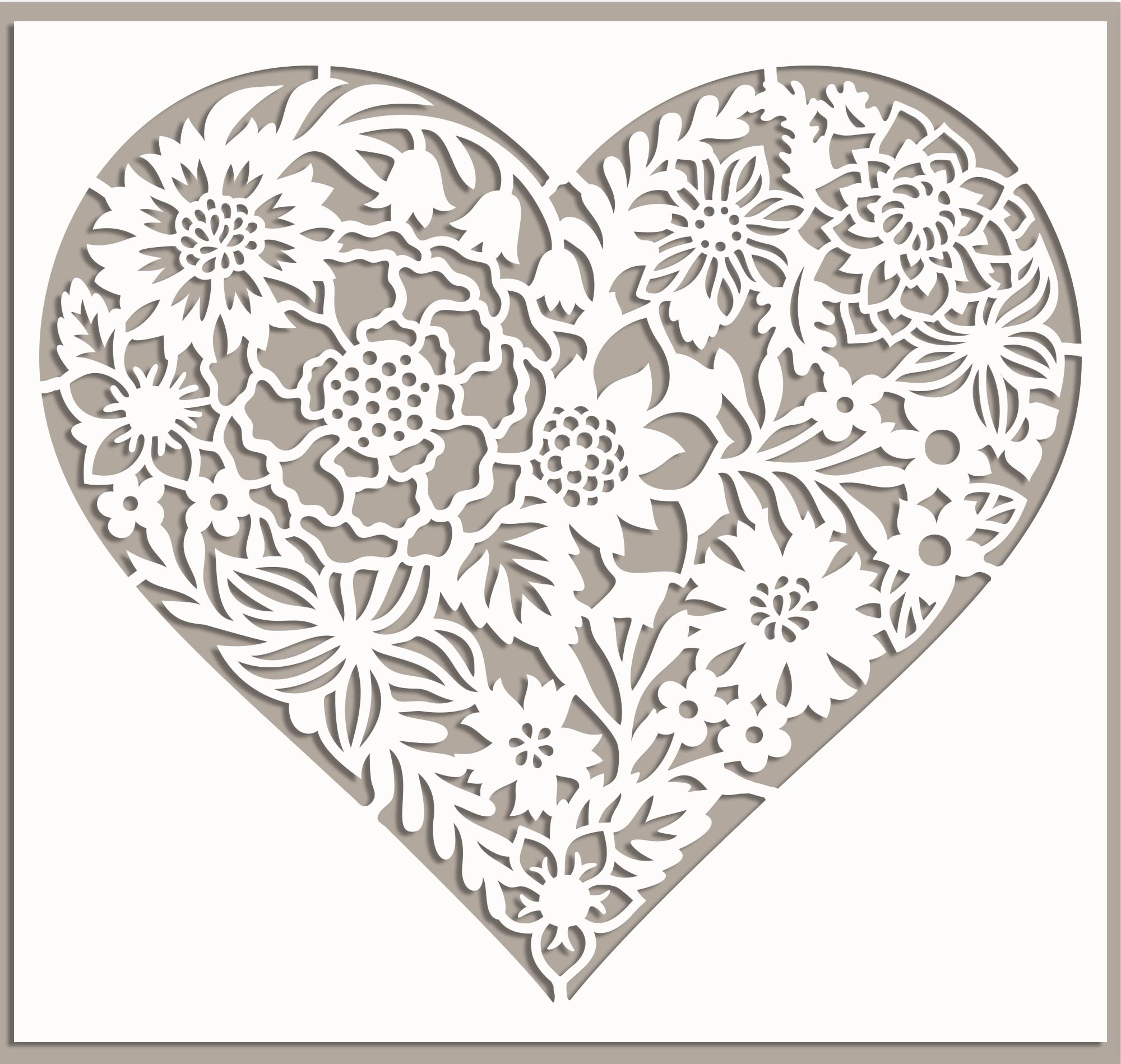 ED Laser Studio Love Heart Elegant Floral Stencil Painting Walls Furniture Fabric Paper Arts Crafts Cake - Reusable Flexible Template HE64
