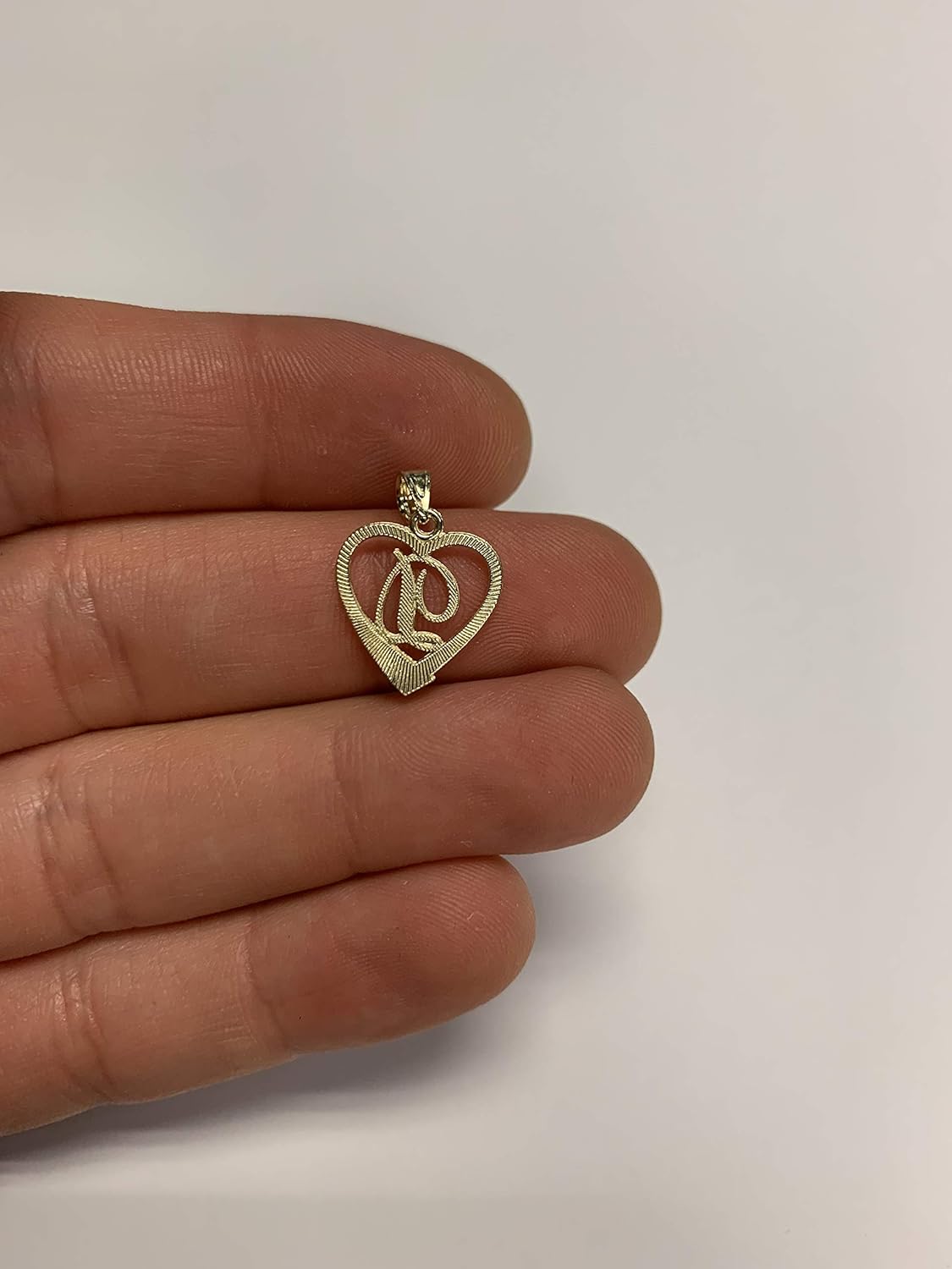 10k Solid Gold Initial Pendant in Heart Frame with Diamond Cut Finish, Available in Different Letters of Alphabet Personalized Charm for Women (D)