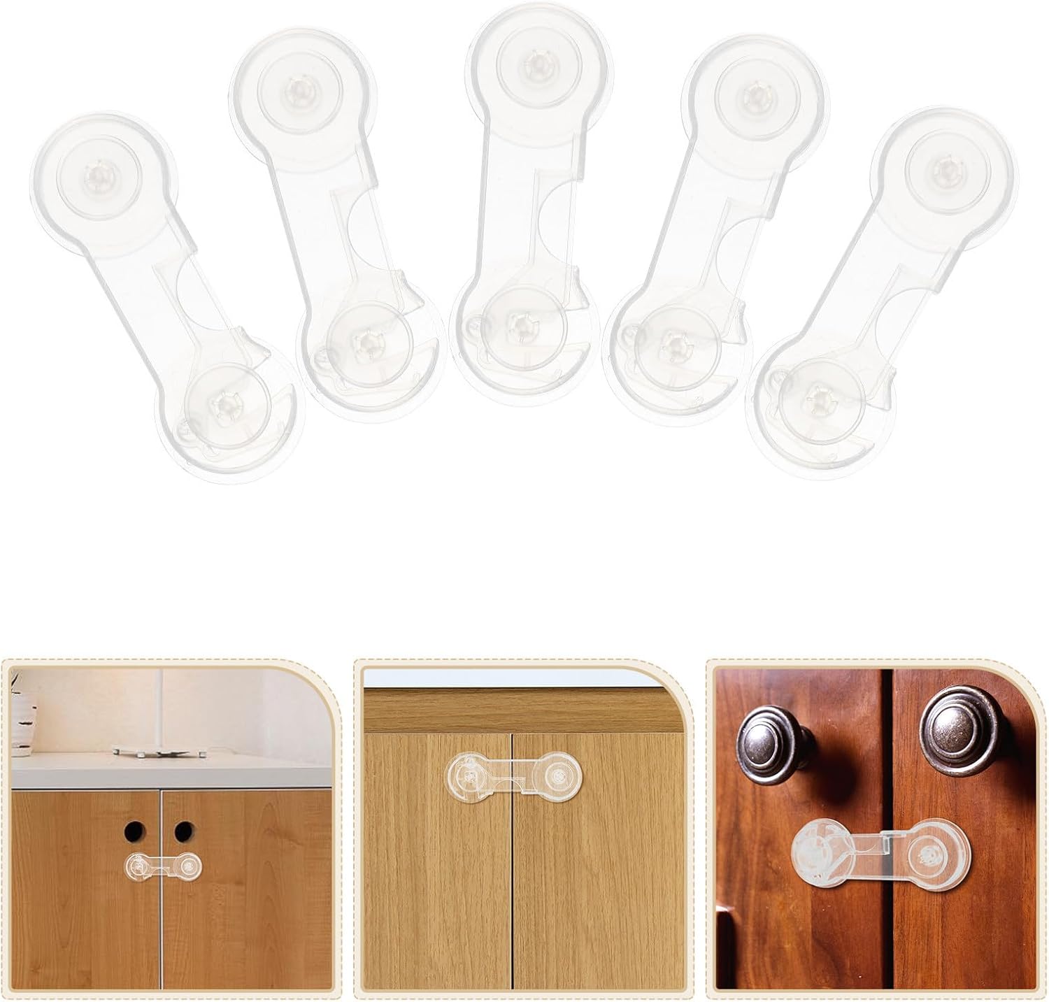 10pcs Safety Locks for Cupboard and Cabinet, Multifunctional Abs Adhesive Drawer and Refrigerator Locks, Easy to Install Proofing Latches for Protecting