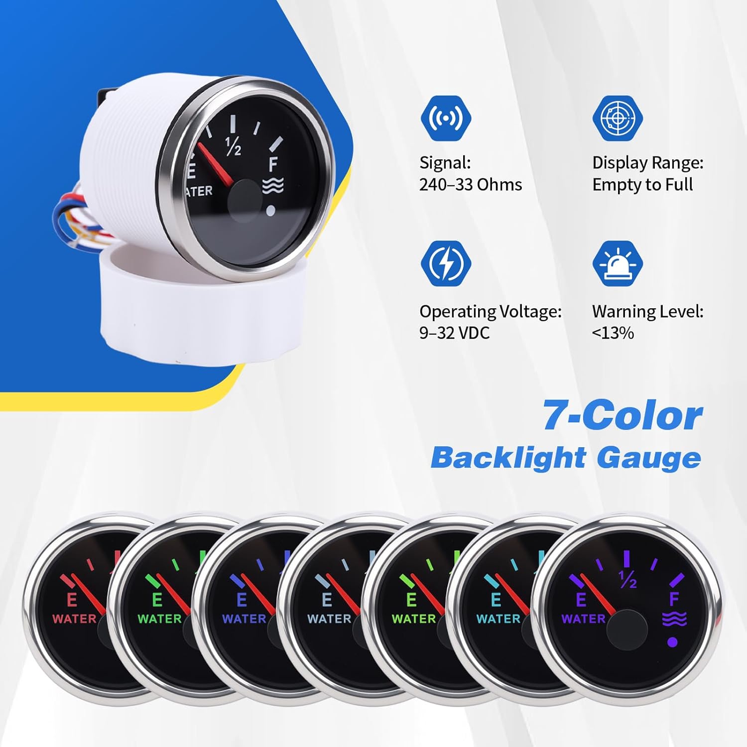 Universal Fuel & Water Level Gauge Stainless Steel Magnetic Float Sensor Compatible with RV Car Truck Boat 240-33ohm (Water Gauge Kit 5" (125mm))