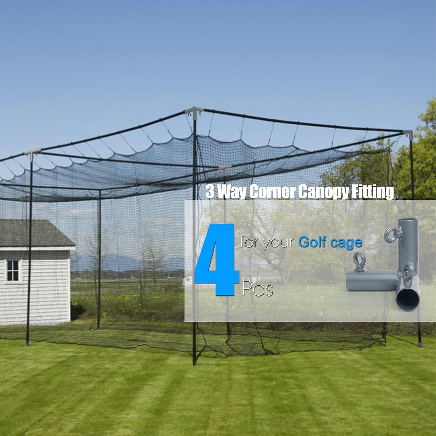 Aoneky 3 Way/4 Way/ 3 Way T Shaped Corner Canopy Fitting - Fits 3/4" EMT - Cage Frame Corner Kit for Golf Basebal Batting Cage (4pcs 3 Way)