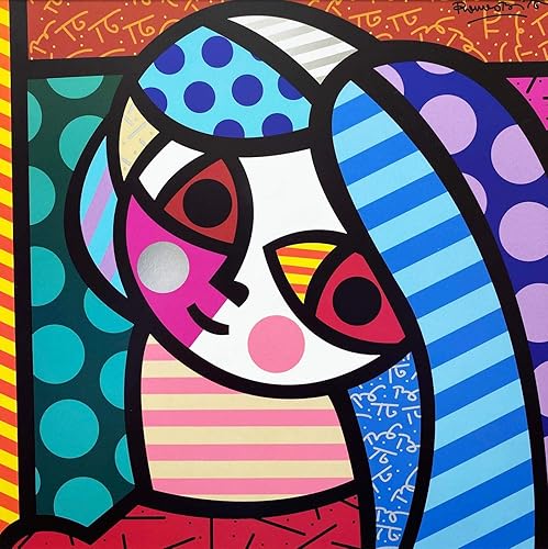 Miniatura 2 de Gallerygems Romero Britto FRANCES (metálico) Impresión de arte pop enmarcado recién personalizada, 17.5 x 17.5 pulgadas