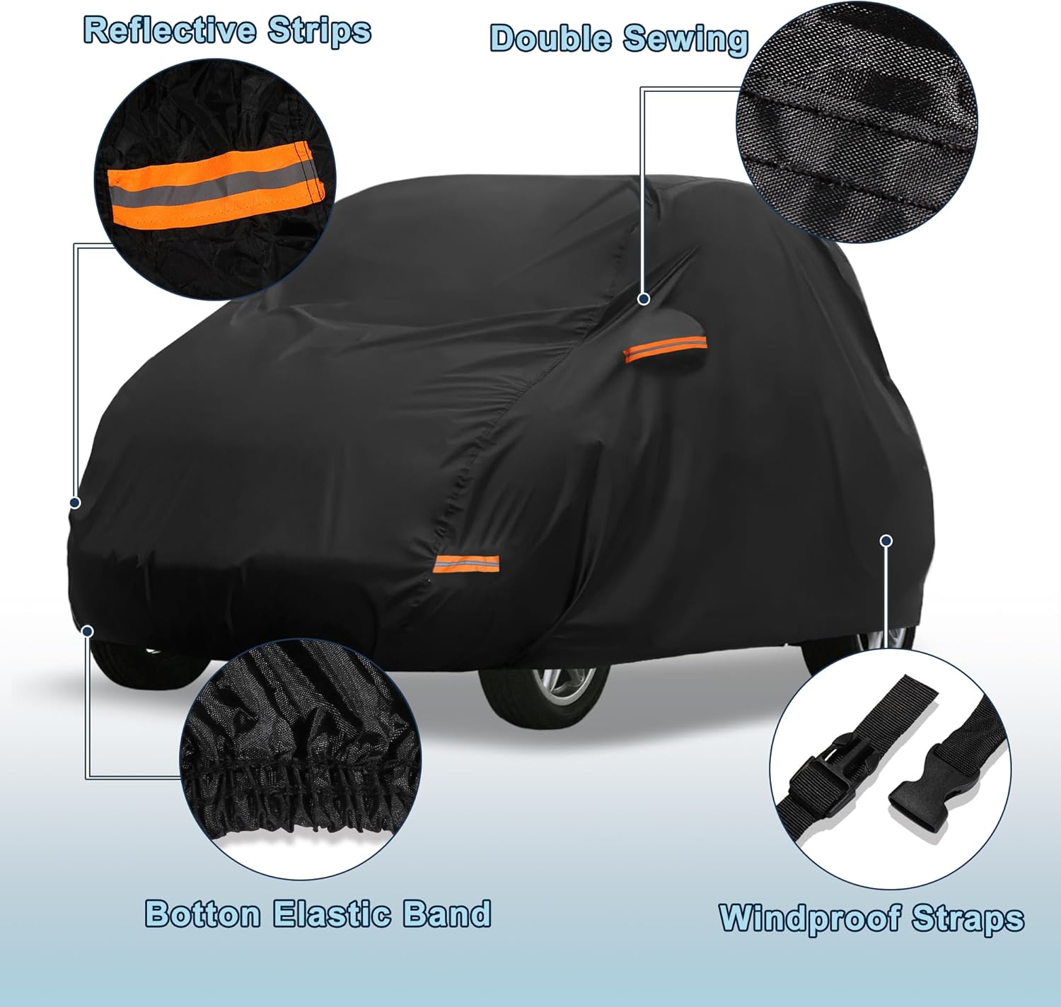 Car Cover Waterproof Custom Fit for Smart Fortwo 2007-2022 All Weather for Automobiles Outdoor Snow Sun Dust UV Protection Full Exterior Cover with Door Zipper