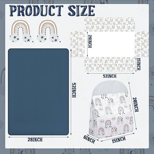 Miniatura 3 de Rtteri Juego de ropa de cama para cuna de bebé, 4 piezas, ropa de cama de bebé, tamaño estándar, suave, incluye falda de cuna, manta, sábana de cuna