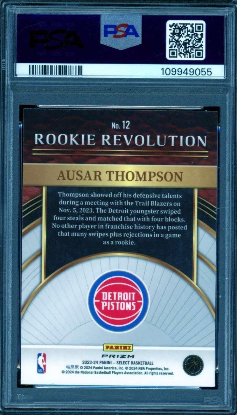 Ausar Thompson Rookie Card 2023-24 Select RK Revolution Silver Prizm #12 PSA 9 - Basketball Slabbed Rookie Cards