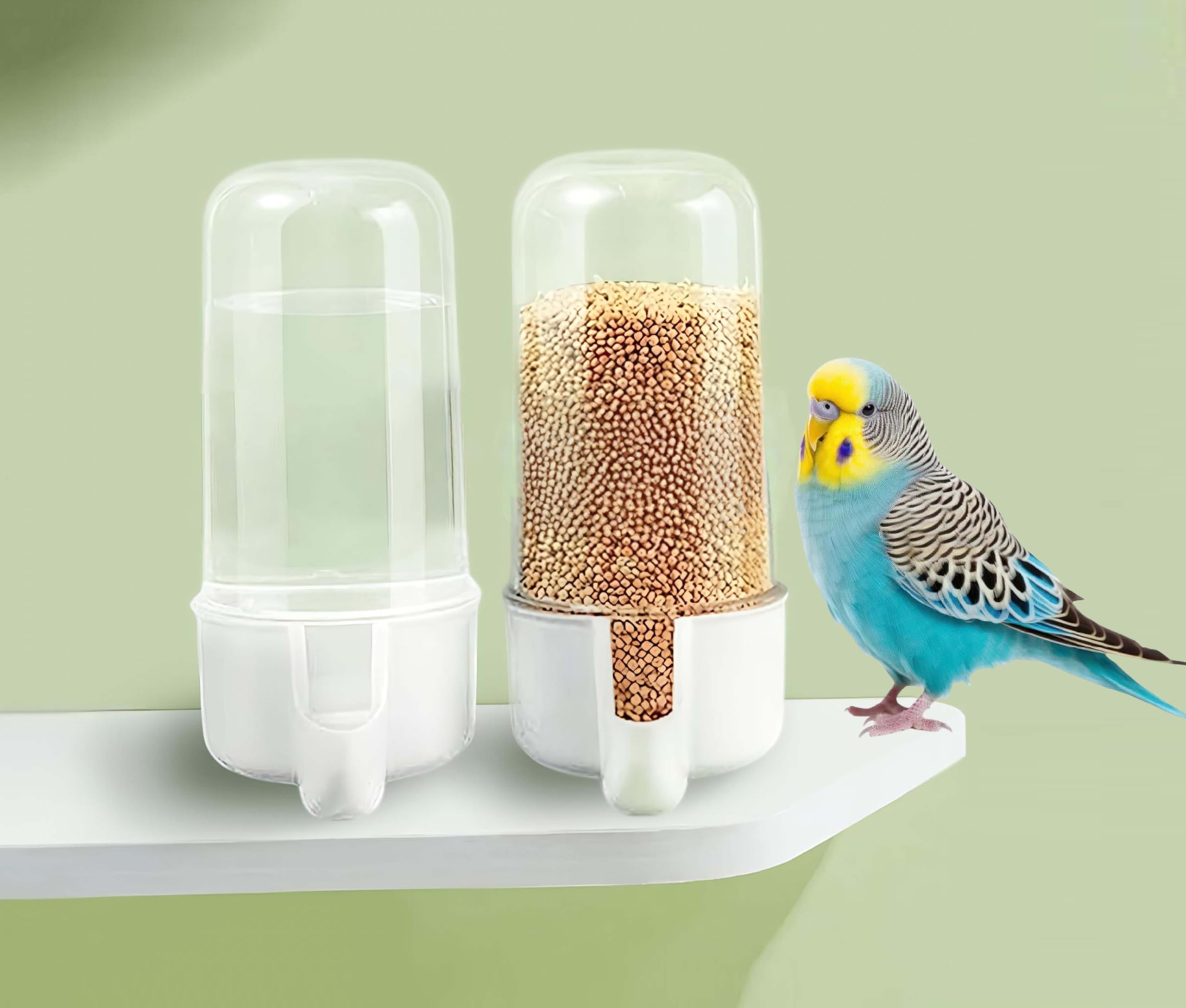 Pups&Pets Tube Shape Cage Bird Food, Seed, Water Feeder Plastic Dispenser Cum Bowl, Automatic Bird Feeder and Drinker Set Plastic Bird Seed and Water Dispensers Pack of 2 (Color May Vary)-image-5