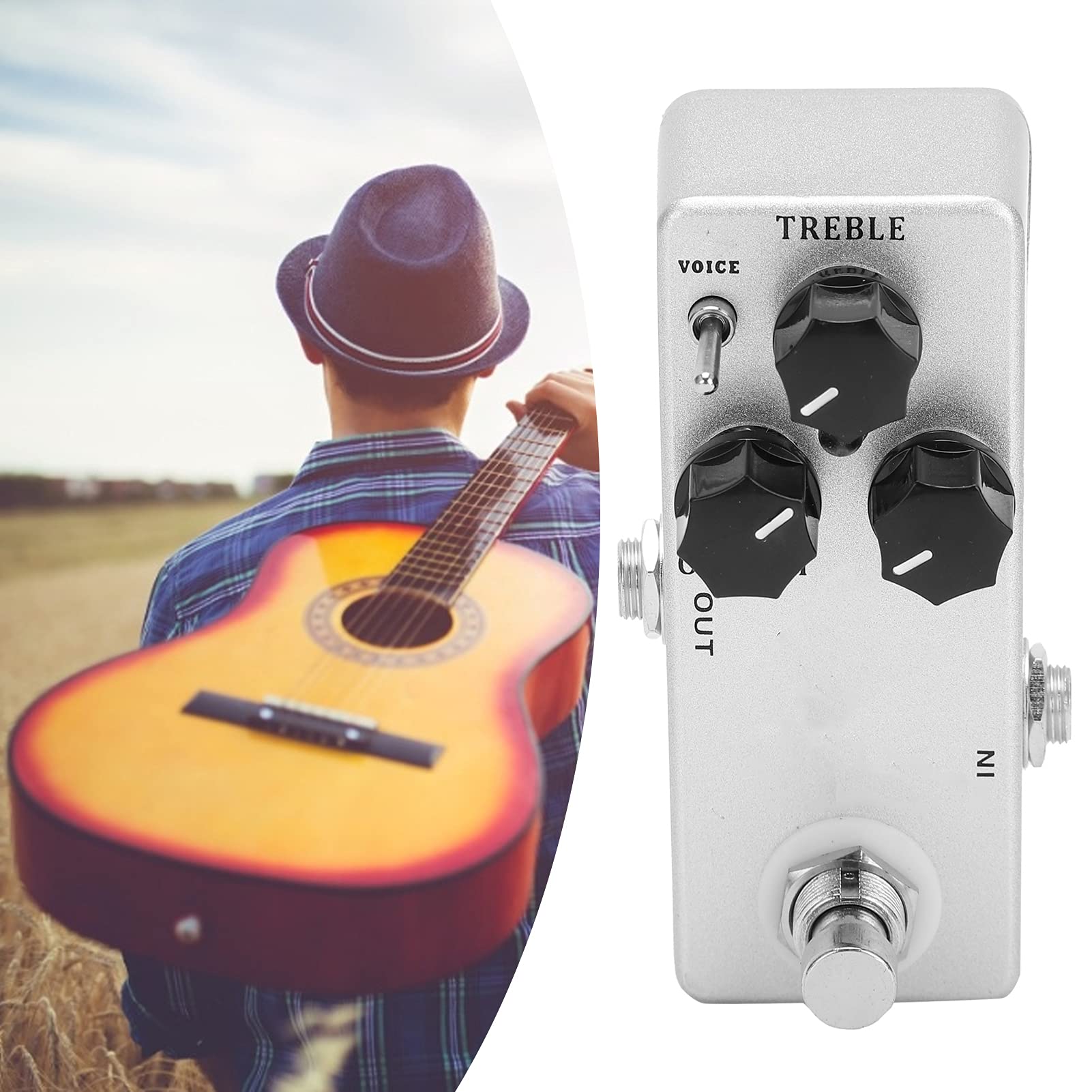 Effetto Overdrive Pedale per chitarra 2 modalità vocali Uscita acuti Guadagno Manopola di controllo Guscio in metallo Effetti per chitarra elettrica per musicisti rock metal