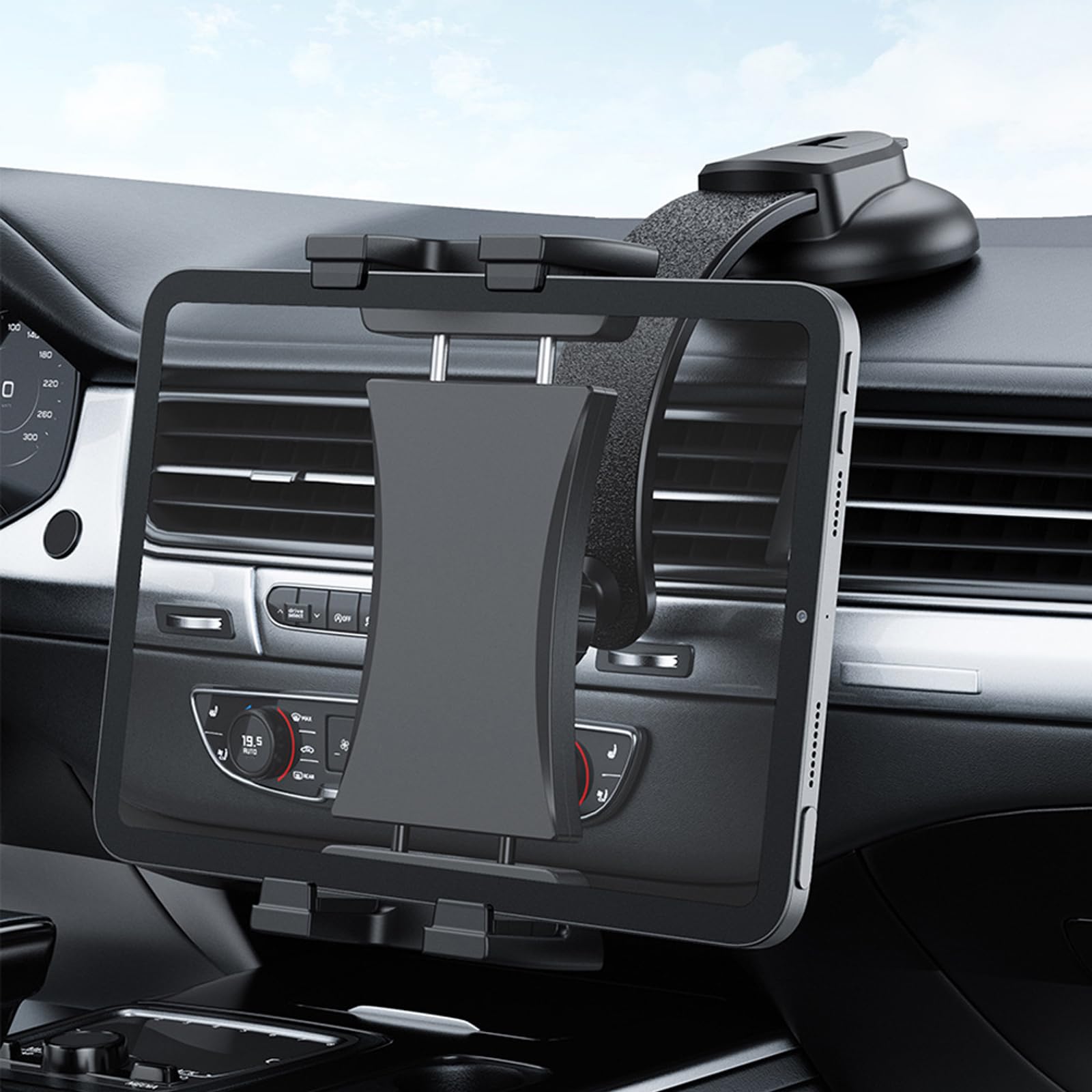 GBACHOOSE Soporte para tablet con ventosa, soporte giratorio de 360 ° para la parte delantera del coche, soporte para tablet de coche, soporte para tablet de 4,7 a 12,9 pulgadas