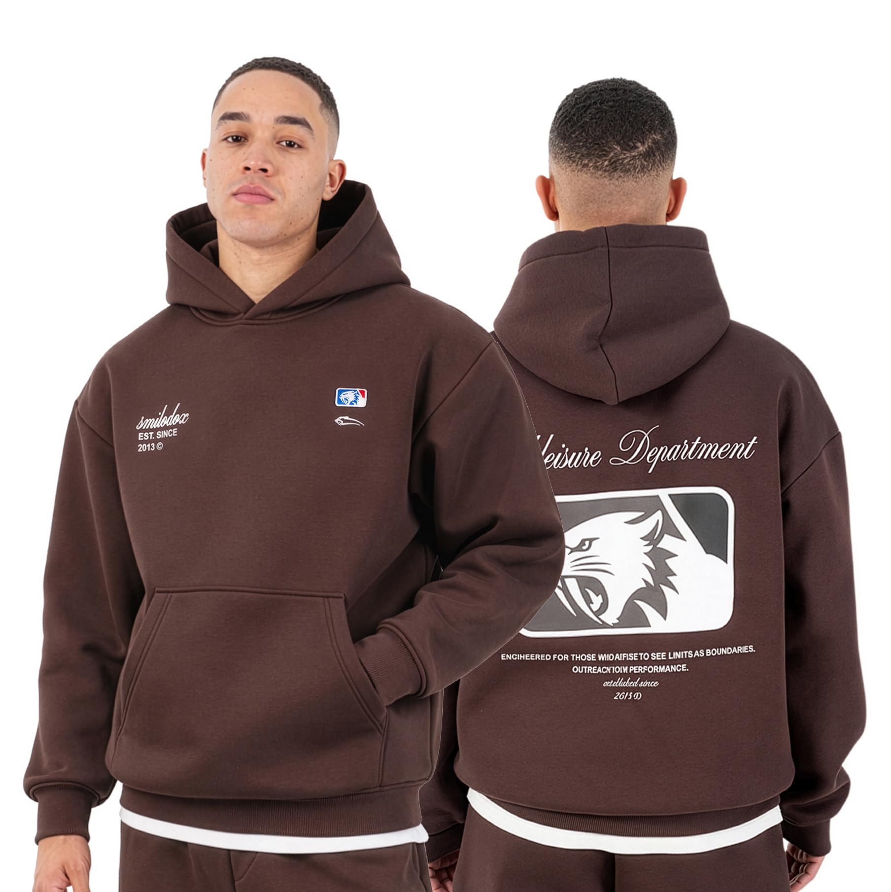 SMILODOX Hoodie Herren Striver, Oversized Kapuzenpullover mit Kängurutasche und Backprint, Pullover mit Rippbündchen, Streetwear, Baggy Fit, Casual Fit, Sportbekleidung für Gym & Freizeit