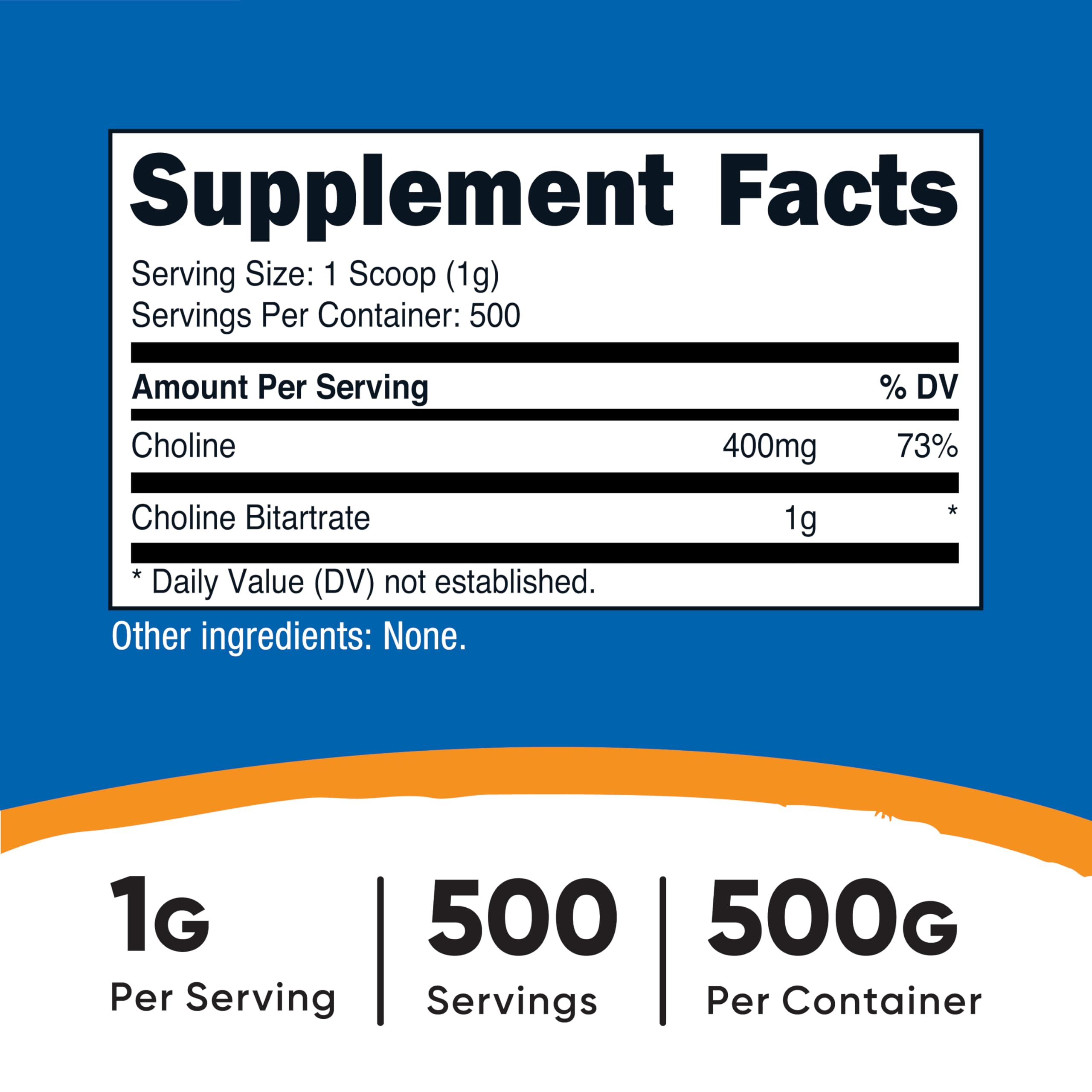 Nutricost Pure Choline Bitartrate Powder 500 Grams — Amazon image 2