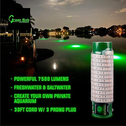 Miniatura 5 de Green Blob Outdoors Luz de pesca submarina de 110 voltios para muelles, LED con temporizador de fotocélula y control remoto 75001500030000 lúmenes