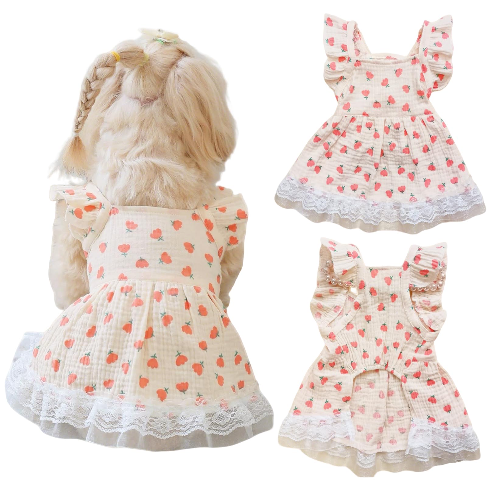 Vestito Principessa Scozzese Per Cani Piccoli - Abito Estivo Con Cuore E Ali - Foto 13