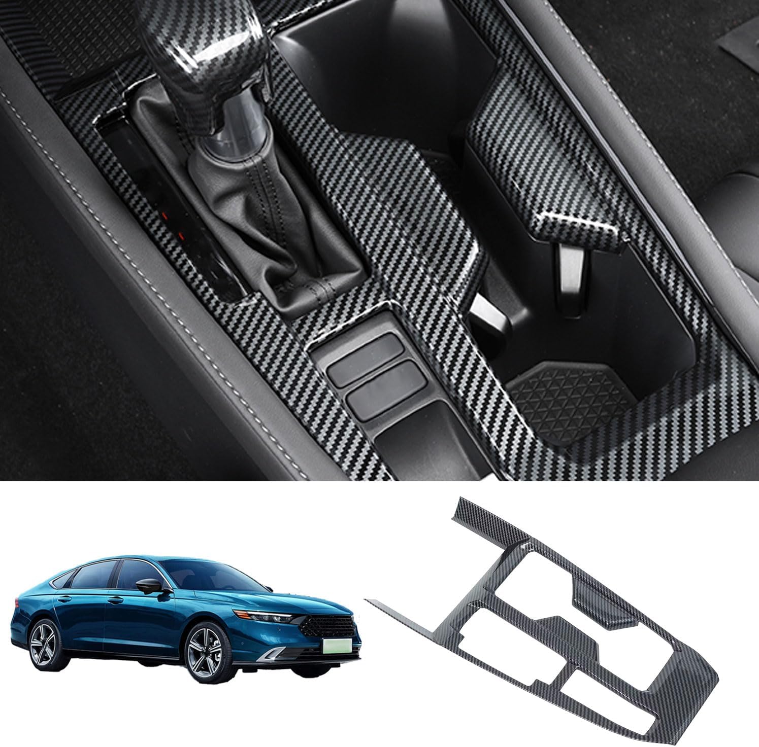 Center Console Gear Shift Panel and Knob Cover Trim Fit for Honda Accord and Hybrid 2023 2024 2025 Interior Accessories（ABS，Peach Wood）