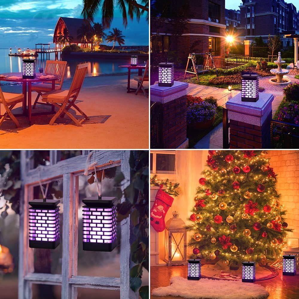 EOYIZW Solar Lantern Flame Lights Outdoor Hanging Solar Lights