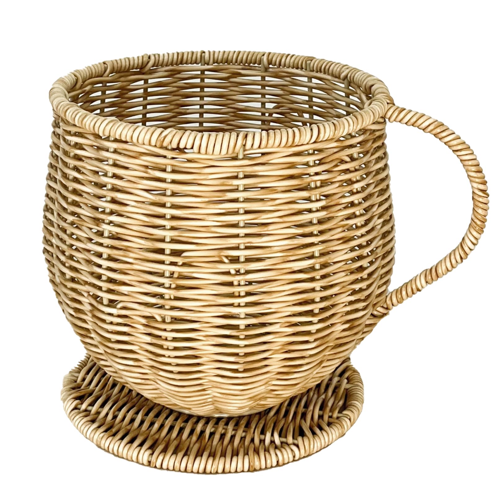 Coeusy Wicker K Cup Holders for Counter, Large Capacity Coffee Basket Decor for Kitchen Countertop, Hand Woven Coffee Bar Accessories, Nature Color