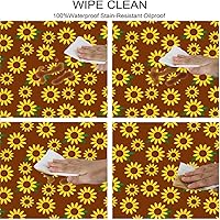 Vista 86 de Mantel ajustable de girasol, patrón de campo rural inspirado en el arte popular, casa de campo, granja, mantel impermeable para interiores y Verde