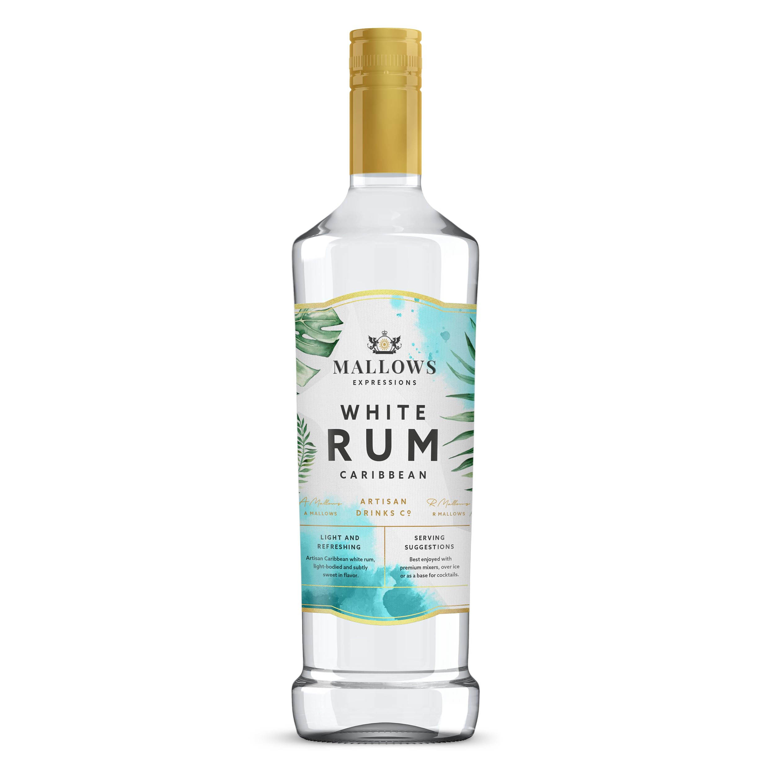 Mallows Expressions Artisan Caribbean White Rum, 37.5% ABV, 70cl / 700ml | Perfect for Cocktails, Light & Refreshing, Premium Spirits.