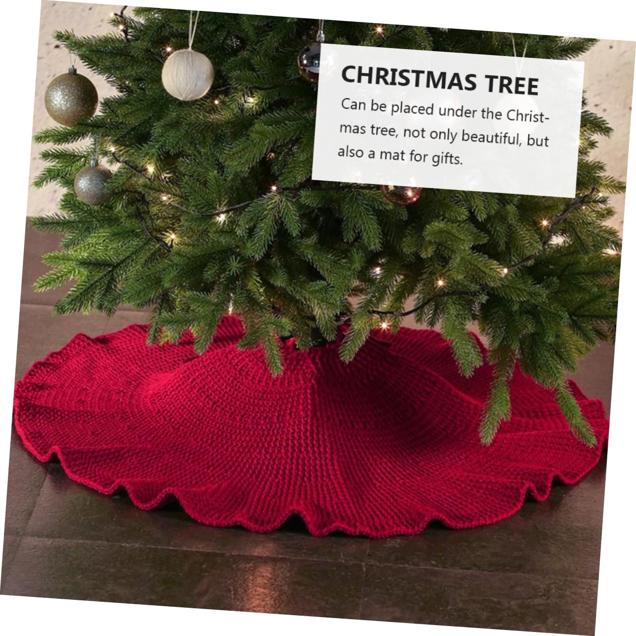 LABRIMP 1pezzi Tappeto per Albero di Natale Sottopiedi per Albero Classici Gonna Solida Morbida e Resistente per Vacanze di Natale
