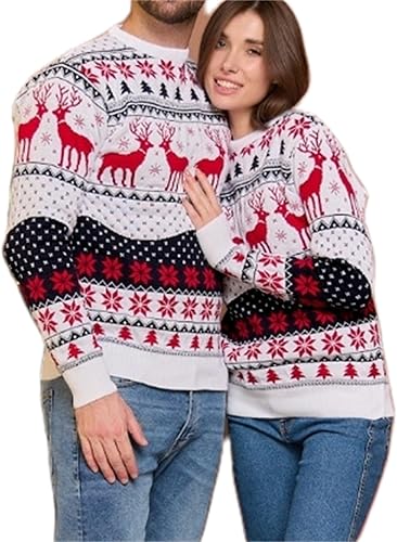 Hassembly Suéteres feos de Navidad para parejas, de manga larga, suéter de punto para adultos, para él, ella, a juego, para vacaciones, prendas de