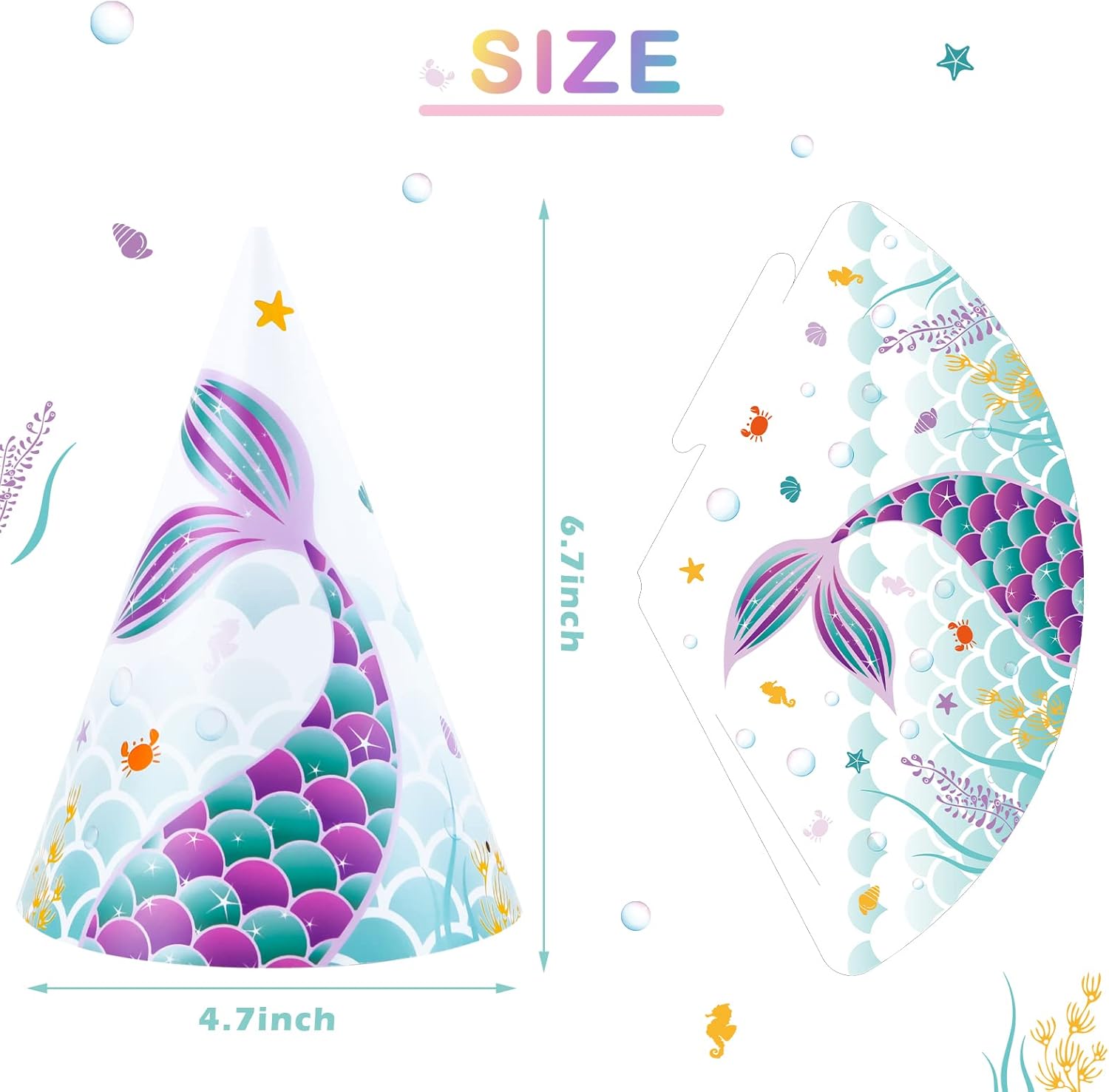 WERNNSAI 12 PCS Mermaid Party Hats+ Cat Piñata