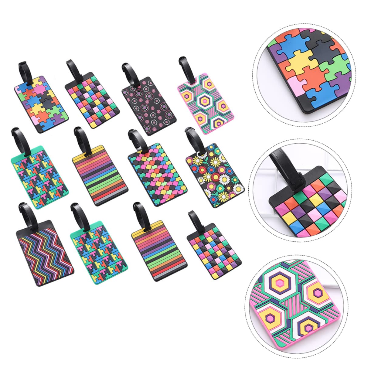 12 Pezzi Etichette per Valigie in Gomma Morbida, Luggage Tag | Briefcase e Suitcase, Airport Baggage Claim e Travel, Labeling Info Personale, Wear-resistant Stile Casuale