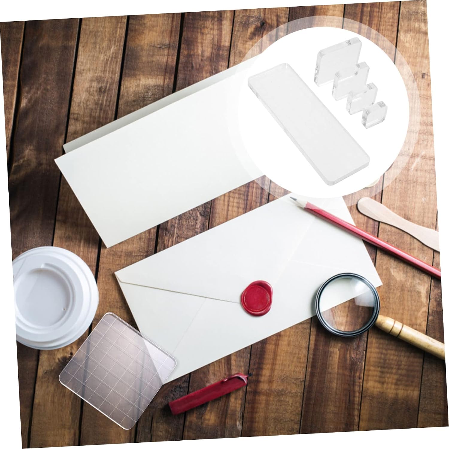 5Pcs Acrylic Stamp Blocks Set for DIY Crafting Stamping Tools Grid Lines for Scrapbooking and Card Making