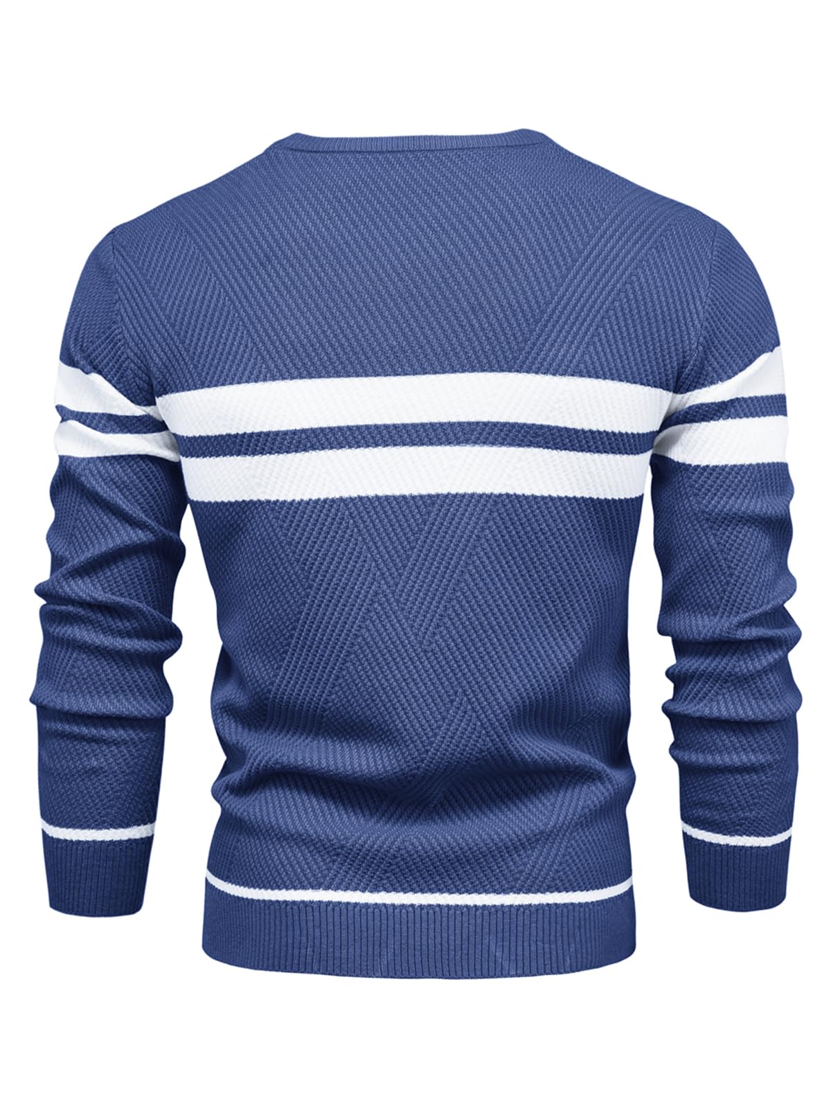 Jersey Hombre Invierno Suéter Casual con Bloques de Color Cuello Redondo Manga Larga Jersey de Uso Diario a Rayas Tops