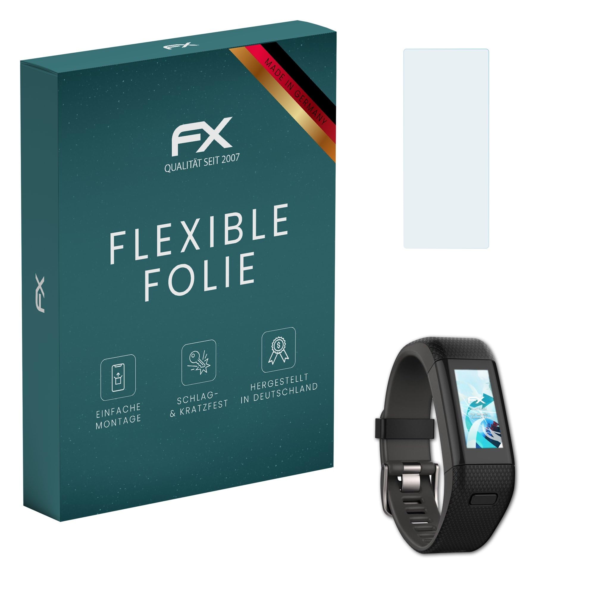 atFoliX Screen Protector compatible with Garmin Vivosmart HR+ Protector Film, ultra clear and flexible FX Screen Protection Film (3X)