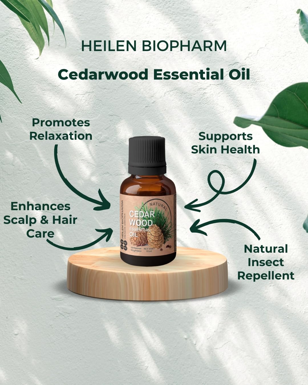 Heilen BIopharm Cedarwood Esssential oil - 15 mL Per Bottle Pack of 1, for For Healthy Skin Complexion - Image 4 thumbnail
