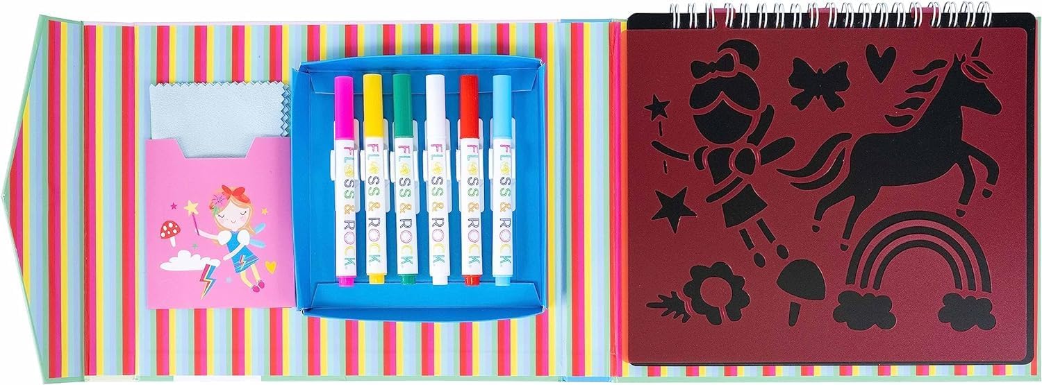 Floss & Rock Rainbow Fairy Chalkboard Sketchbook for Ages 3 and Up, 8.26 inch Length, Learning Materials