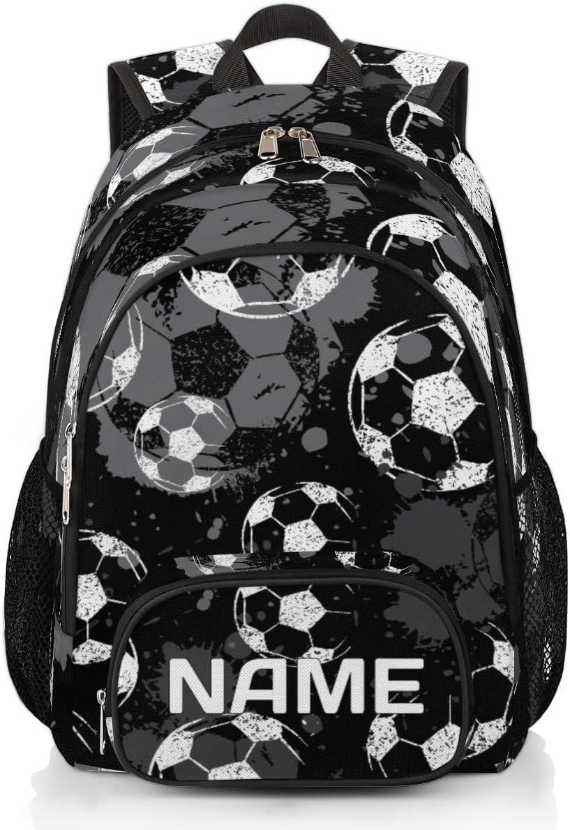 Sport Football Custom School Backpack for Boys Girls Women Men Soccer Ball Personalized Bookbag for Gym Travel School Bag Casual Daypack Customized Laptop Backpack