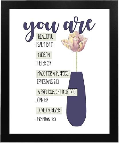 Miniatura 6 de AMERICAN LUXURY GIFTS You Are Beautiful, Chosen, Loved - Bible Verse Wall Art Print - 8x10 Floral Scripture Print Ideal For Home Decor, Office
