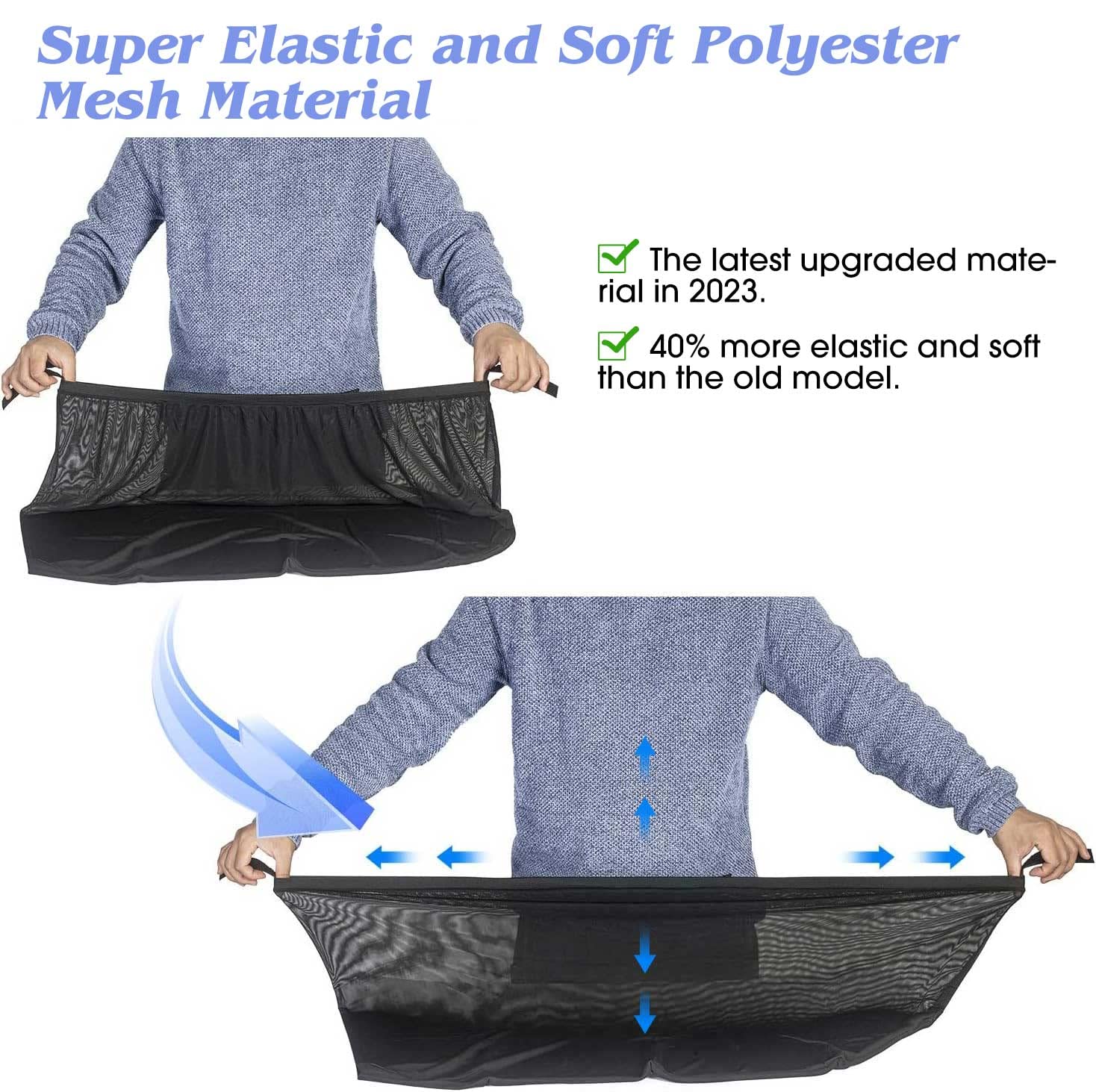 Car Rear Side Window Shades,2 Pack Stretchy Mesh Car Window Screens Sun Shades Mosquito Nets Covers Fit for 96% Cars SUVs, Anti-Sun Glare,UV Protection,Privacy Protection: Large