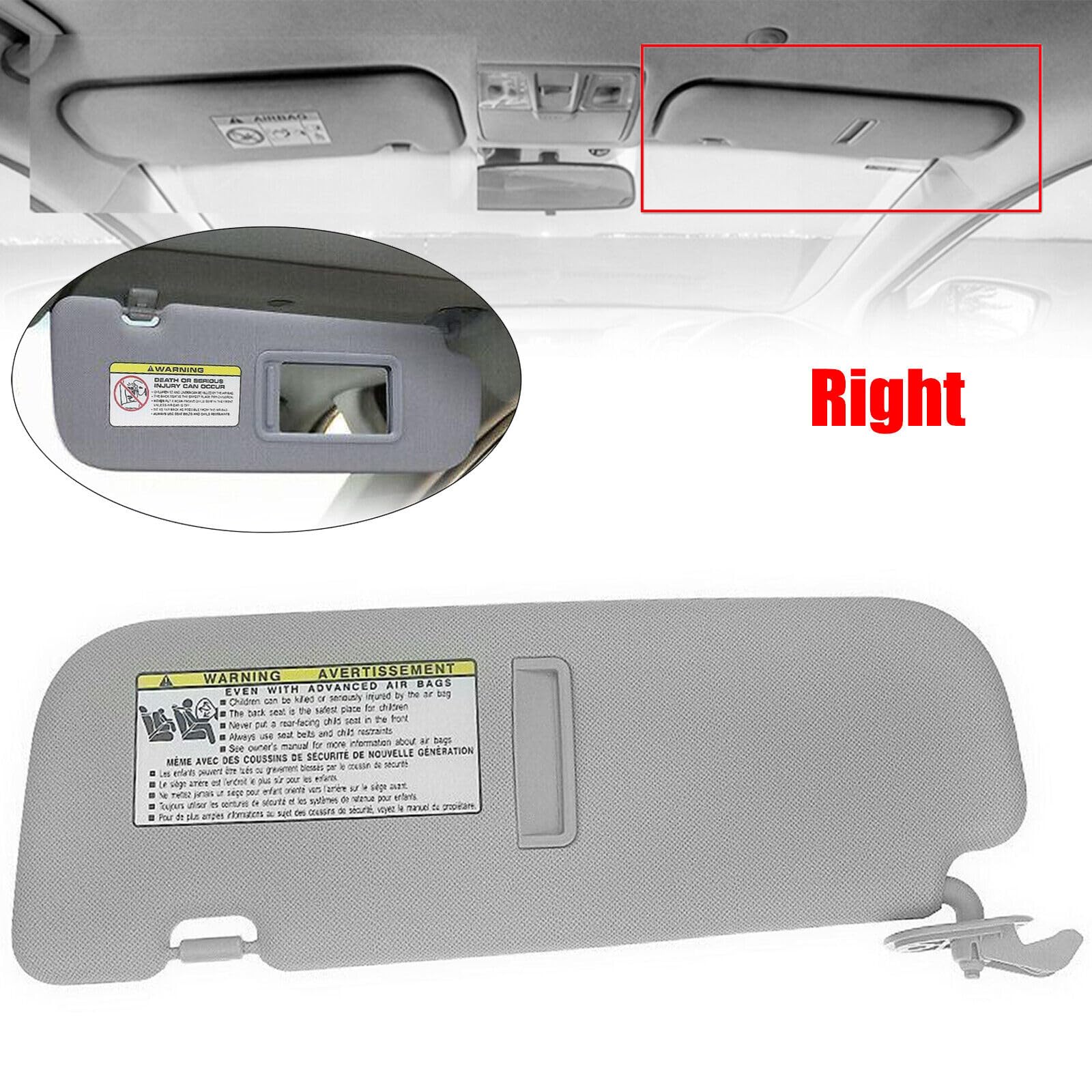 Left Side Sun Visor With Mirror For Hyundai Veloster 2012-2015 - Gray Driver Side Replacement 85210-2V130-TX