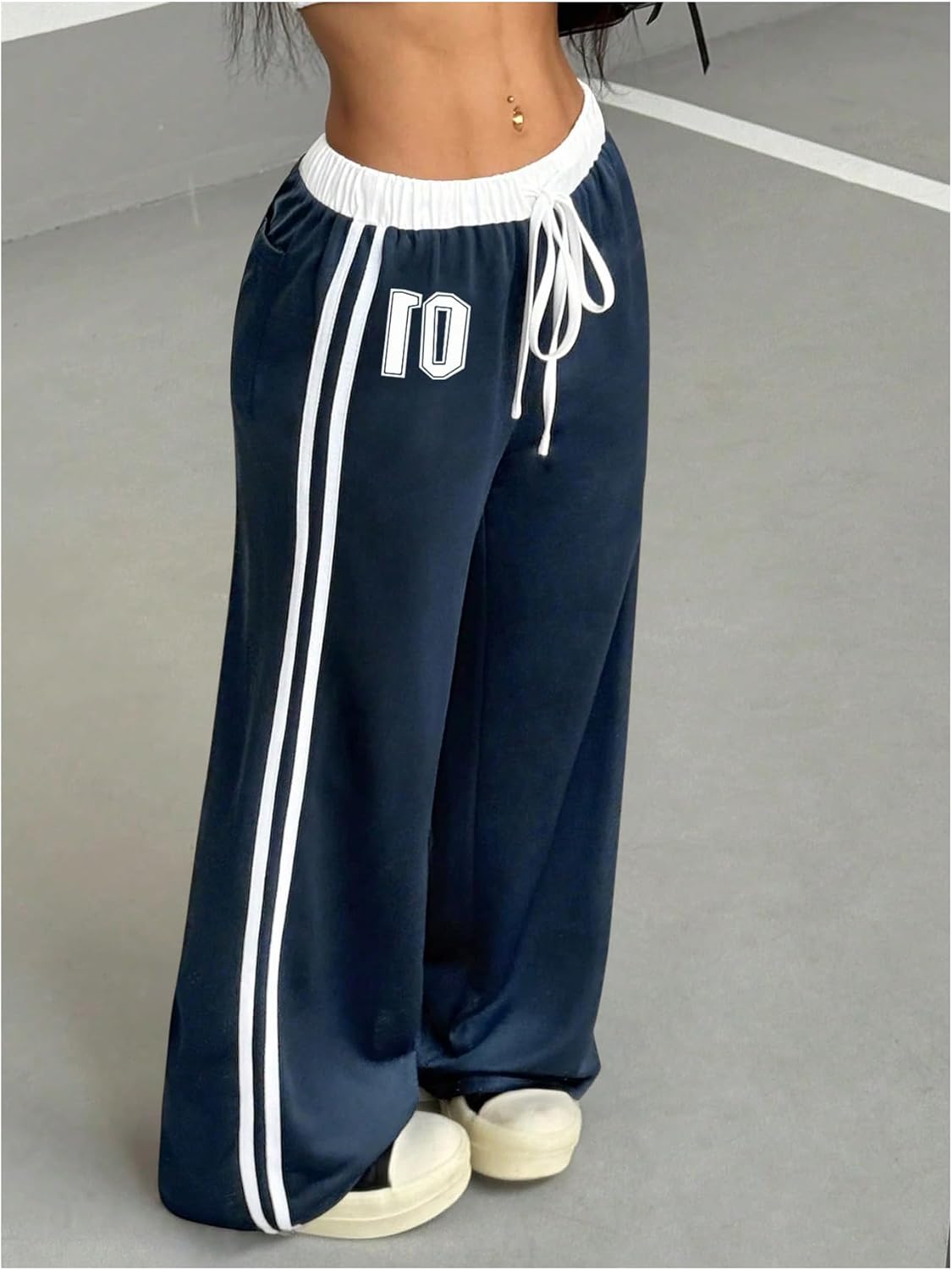 GORGLITTER Women's Low Rise Baggy Pants Wide Leg Sweatpants Lightweight Y2k Joggers Trousers Streerwear 2000s Pants - Image 3