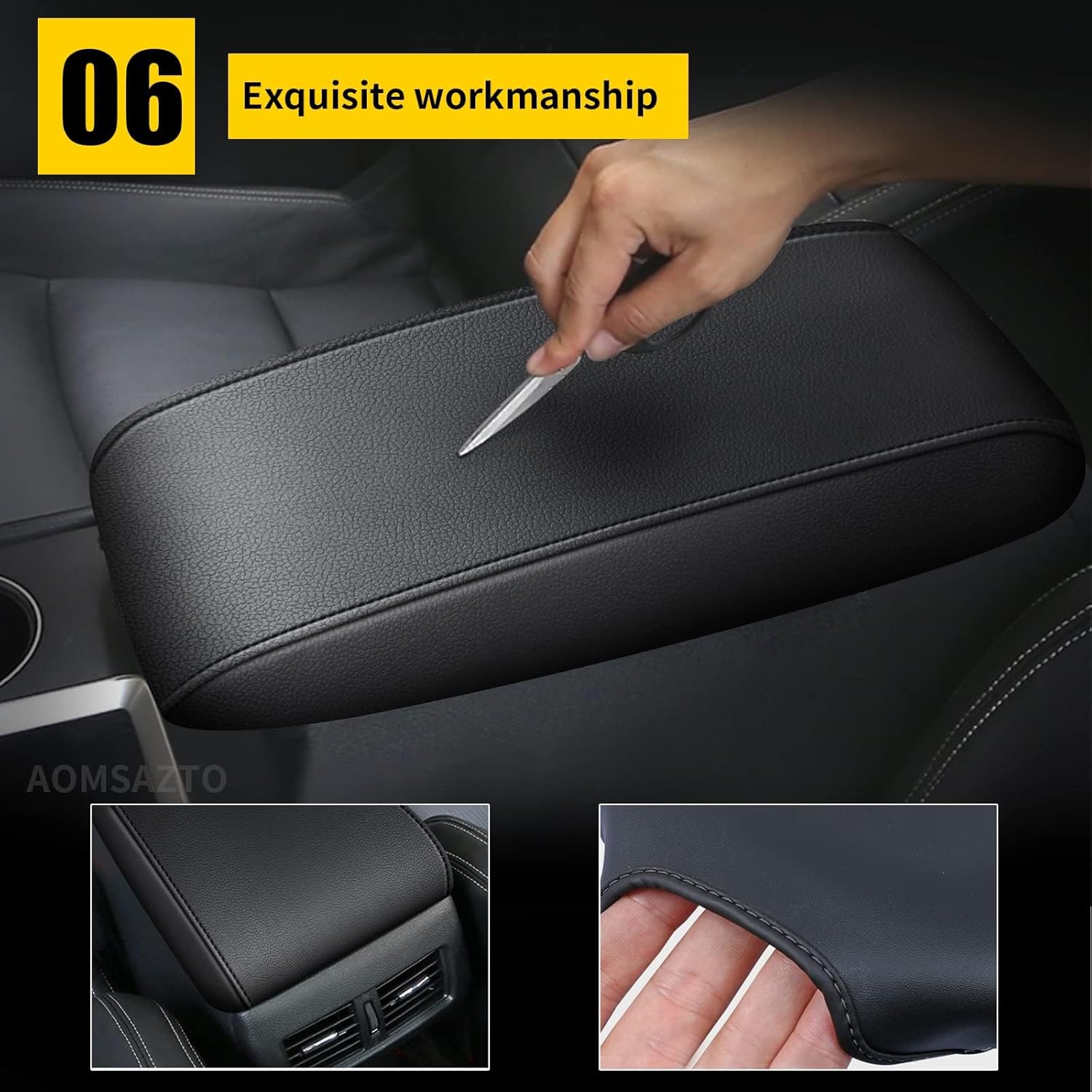AOMSAZTO Console Covers for 2017-2019 Ford Escape Armrest Covers for Ford Escape Leather Black