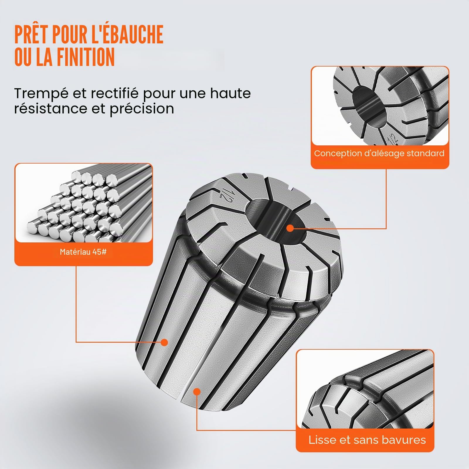 VEVOR Pinces de Serrage à Ressort ER32 25PCS 1/16"-13/16" 1,6-20,6 mm TIR 0,0006" 15 μm avec 25 Boîtes de Rangement Étiquetées pour Machine de Gravure CNC, Fraiseuse, Outil de Tour, Perceuse, Presse