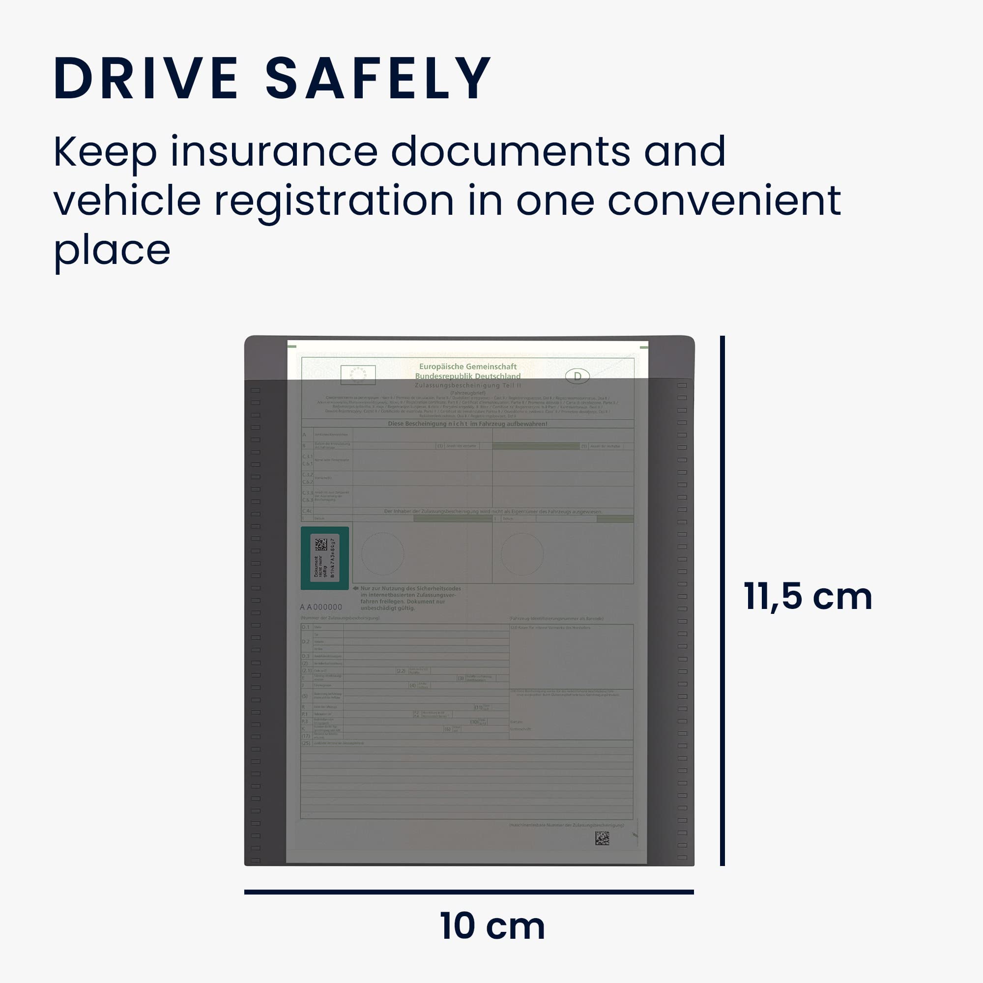 Custodia Per Libretto Auto Kwmobile - Portadocumenti In Tessuto Con Scomparti Per Patente E Carte - Nero, Compatta - Foto 6