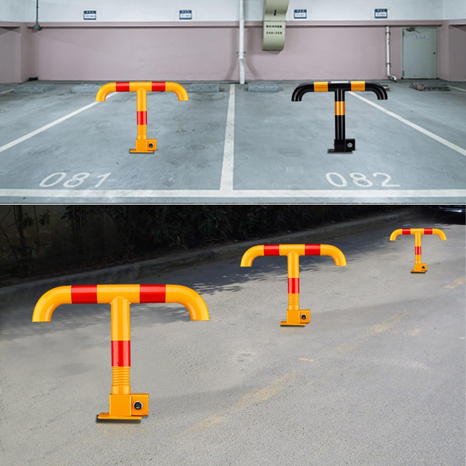 Dissuasore di sicurezza a forma di T con serratura e nastro riflettente, barriera di parcheggio per marciapiedi, palo di protezione vialetto
