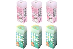 Kawaii Eraser Set for School and Office: Pack of 6 Adorable Animal Erasers