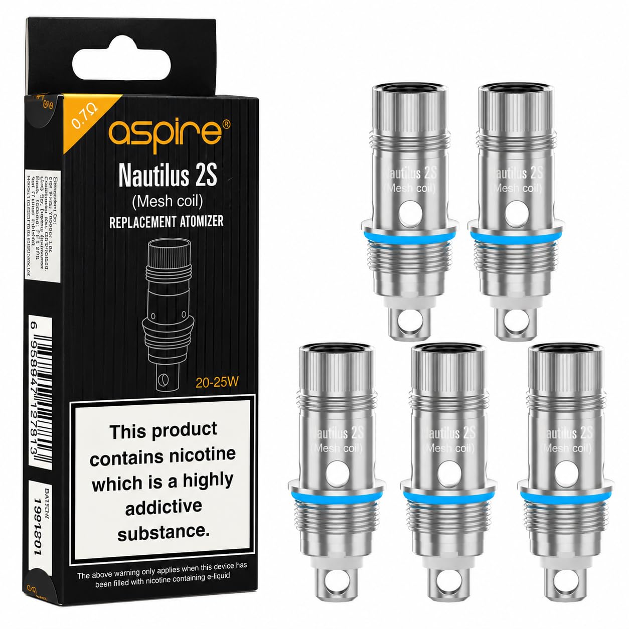 ASPIRE Nautilus 2S Replacement Coils 0.7 Ohm Mesh [Pack of 5]