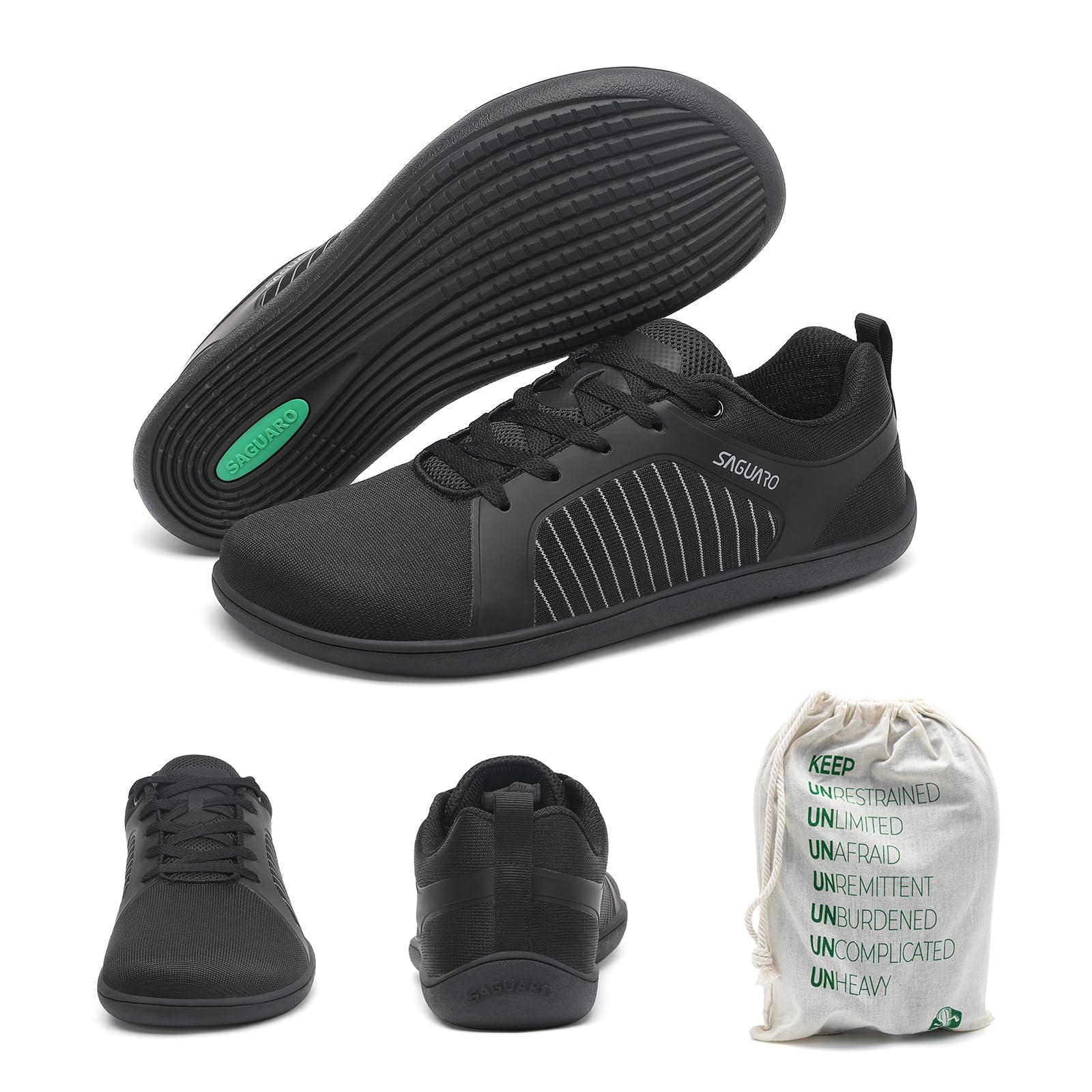 SAGUARO Homme Chaussures Barefoot Casual, Avant-Pied Large pour Usage Quotidien en Ville, École et Voyage, Tailles 36–48