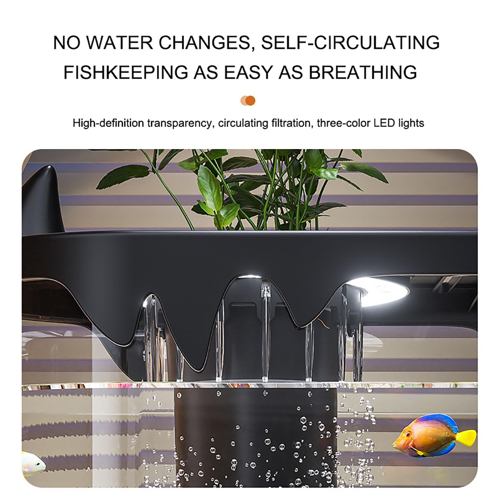 Pequeña Pecera con Filtro, Pecera Pequeña con De Filtro Y Luz LED,Tanque De Pescado De Escritorio con Bomba,decoración para Sala De Estar(Green)