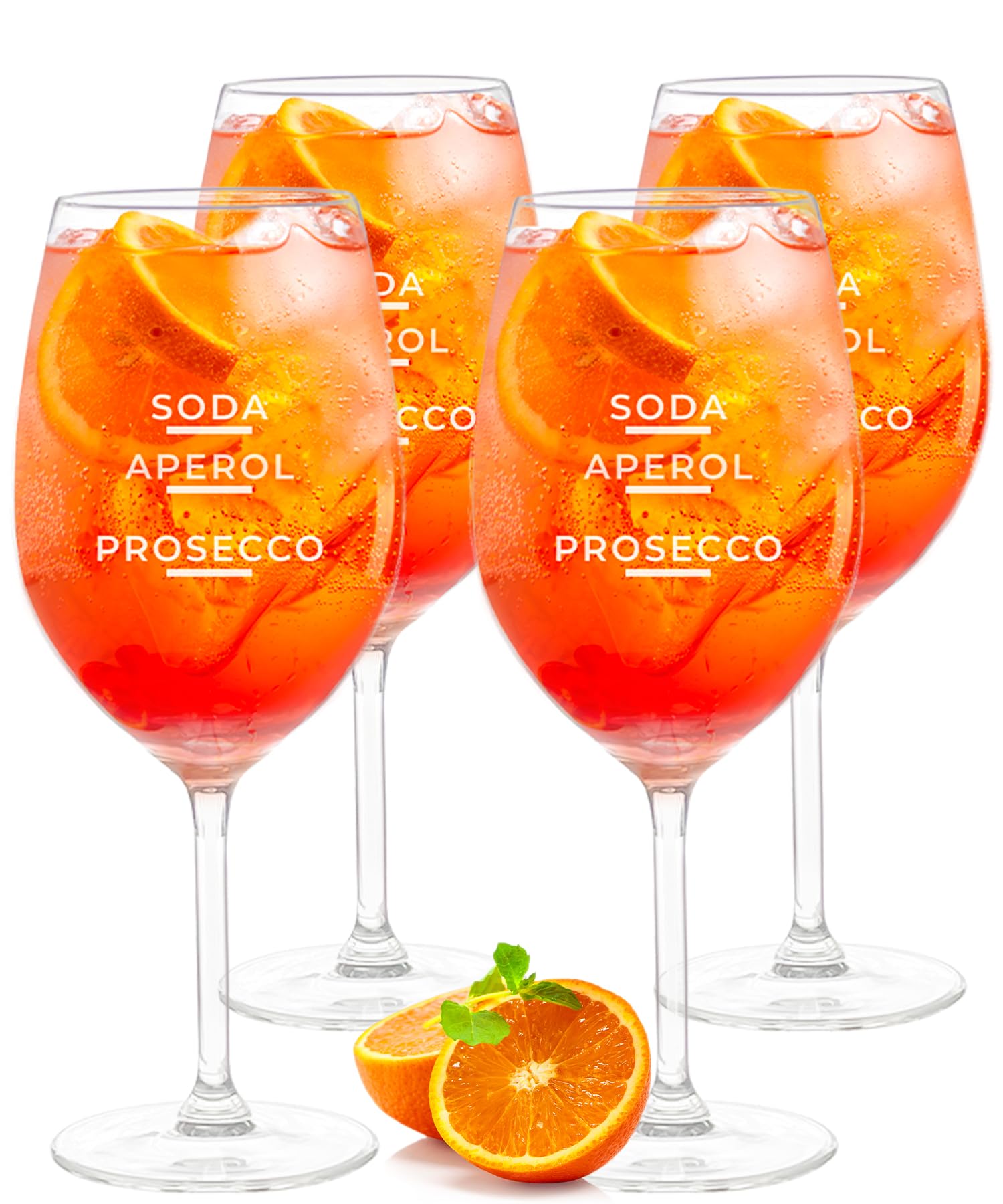 Aperol Spritz Gläser mit Mischverhältnis - Einzigartige Aperol Gläser für den Perfekten Genussmoment | 4er-Set Spritzgläser | 540ml Cocktailgläser Made in Germany | Ideal als Aperol Geschenkset