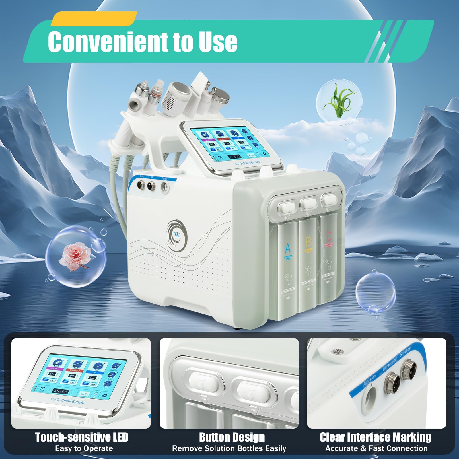 XUEMANSHOP Hydrodermabrasion, 6 in 1 H2-O2 Small Bubble Jet Skin
