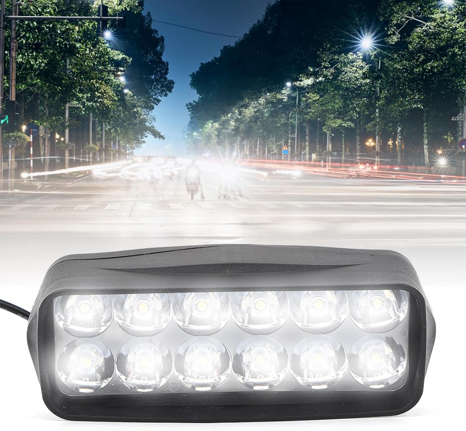 Ebike Headlight 12V-100V 1200lm Universal Bar Light for Ebike, Electric Bike Headlight Wide Voltage for Motorcycle, Electric Bike, Tricycle, 4.5 x 1.7 x 1.8in