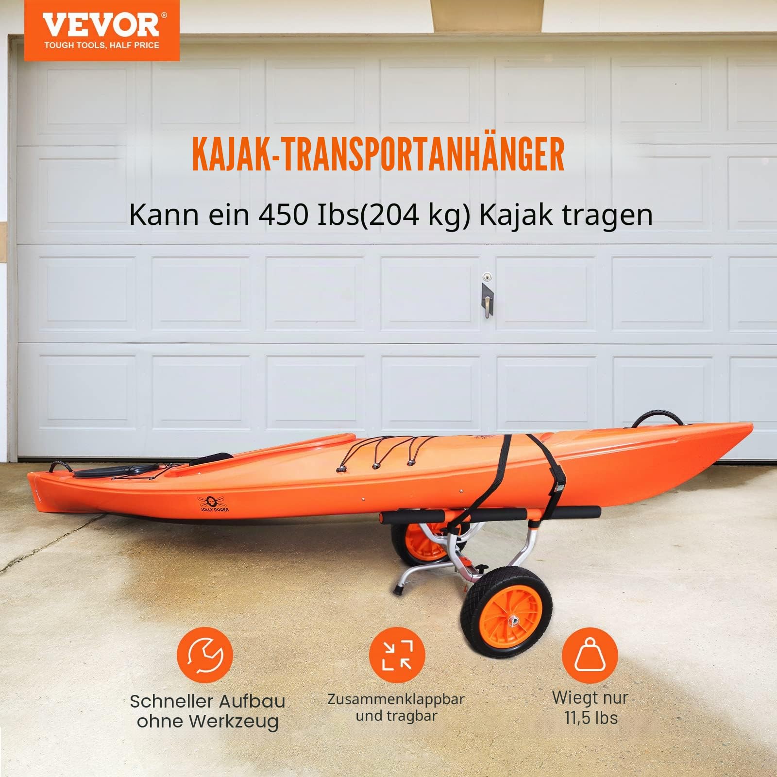 VEVOR Kajakwagen Kanuwagen aus Aluminiumlegierung 800x751x470mm bis 204kg belastbar 30cm Gummiräder 170-440mm Einstellbar Für Bootswagen Kajak Kanu Transportwagen Trolley Surfwagen Bootstrailer