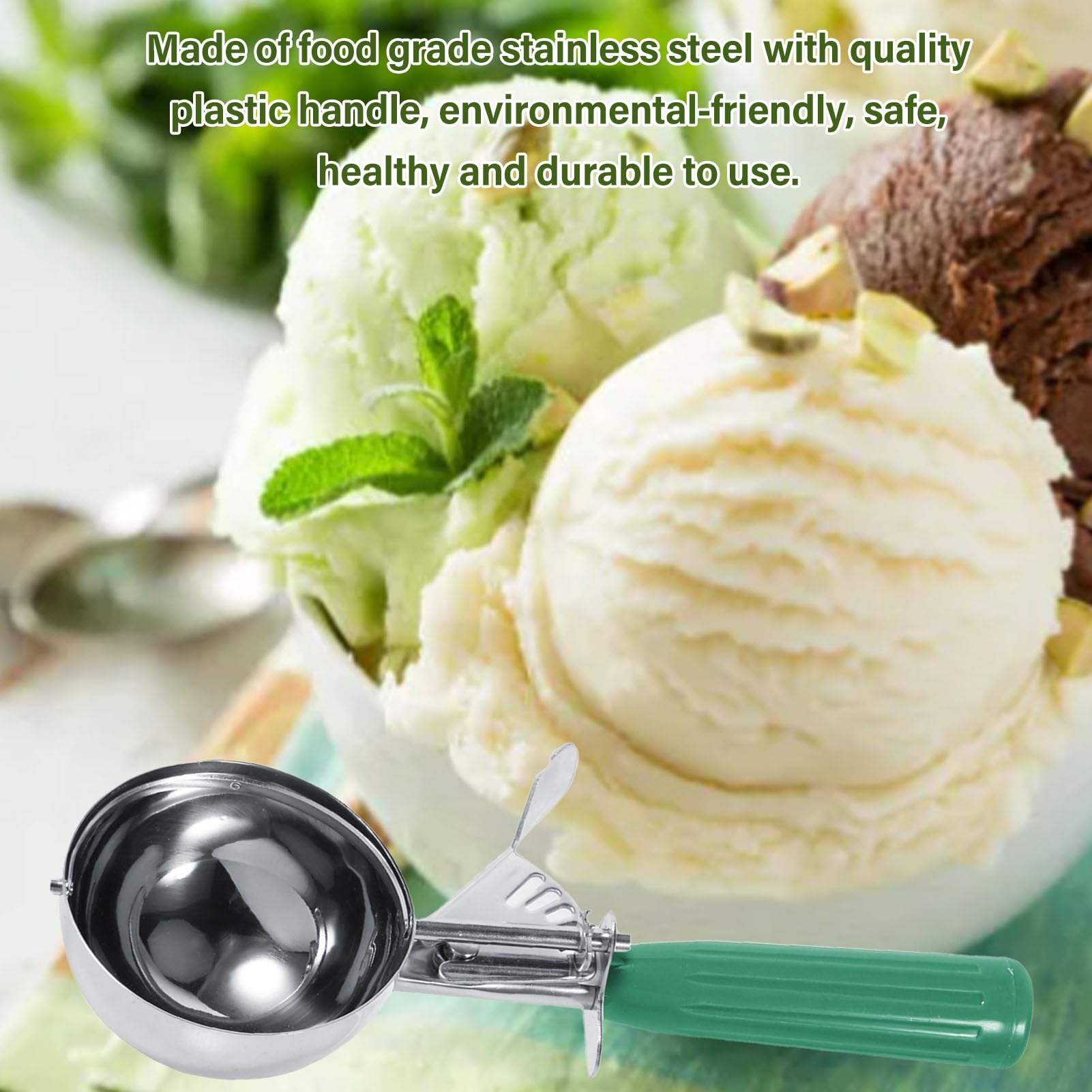 Cucchiaio gelato, Manico antiscivolo per impugnatura comoda, Acciaio inox alimentare, 9 colori disponibili, Ideale per gelateria caffetteria casa