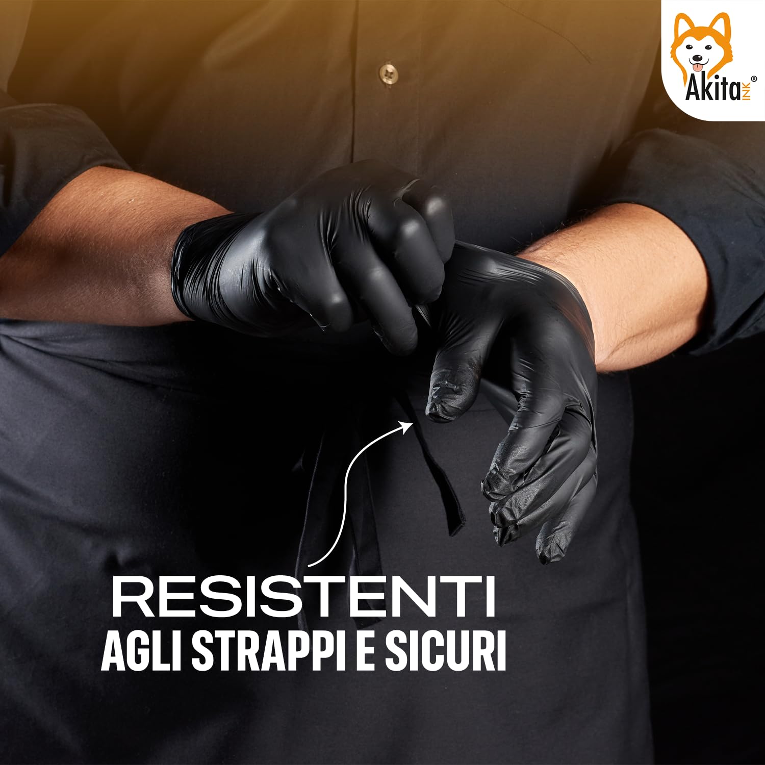 Akitaink Guanti in Nitrile Neri senza polvere, senza lattice - Ipoallergenici, Resistenti, Ideali per Ambiti Medici e Alimentari per Estetisti, Tatuatori, Ambiti Medici, guanti per alimenti (1000, XL)